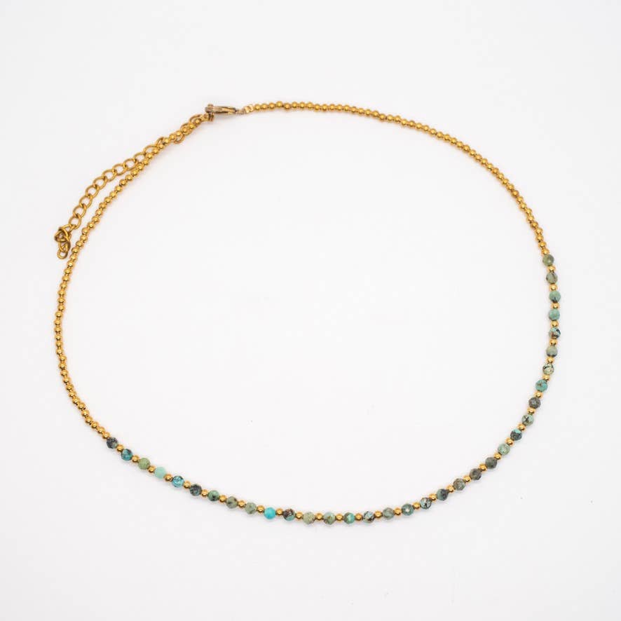 Simple Beaded Faceted Stone Necklace - Great for Layering! - MST GoodsBaizaar