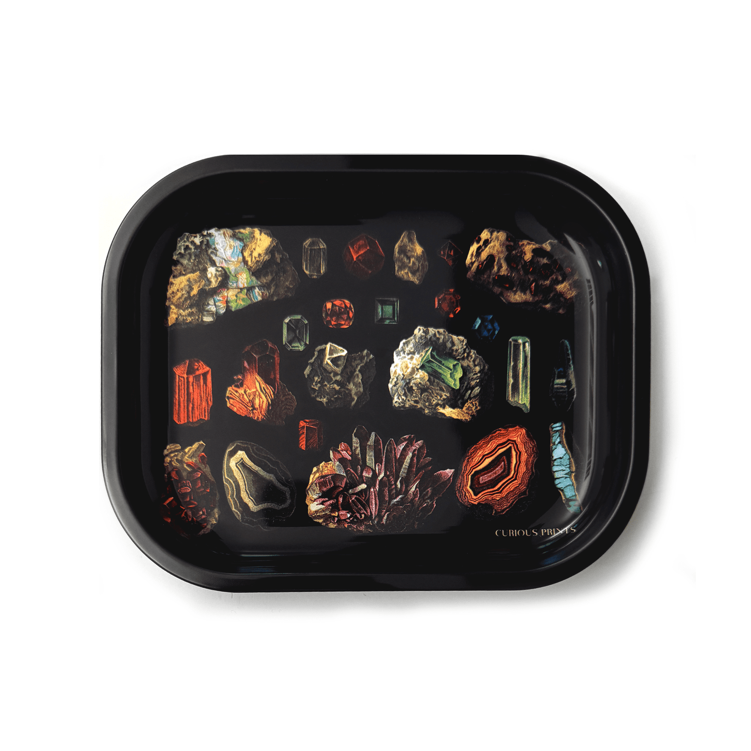 Small Metal Dark Gemstones Crystals Catchall Tray / Geology - MST GoodsCurious Prints
