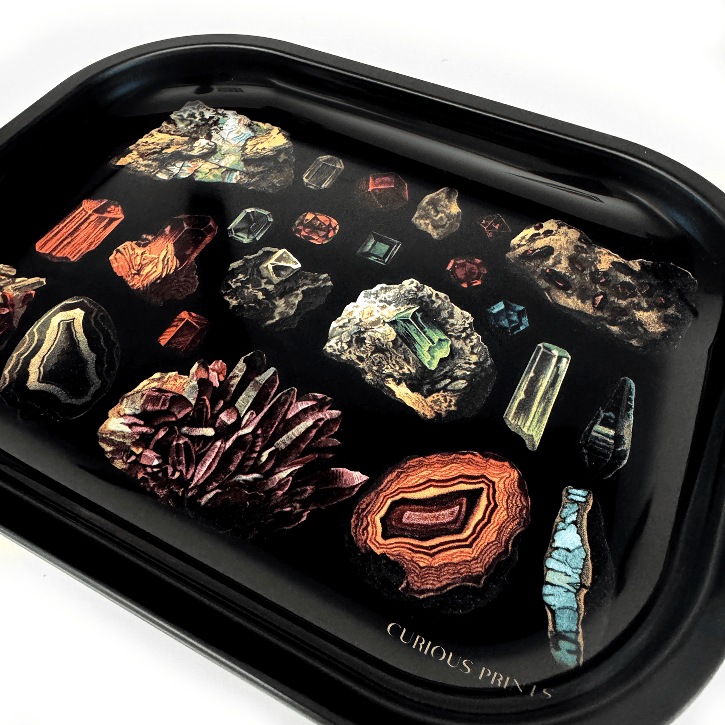 Small Metal Dark Gemstones Crystals Catchall Tray / Geology - MST GoodsCurious Prints