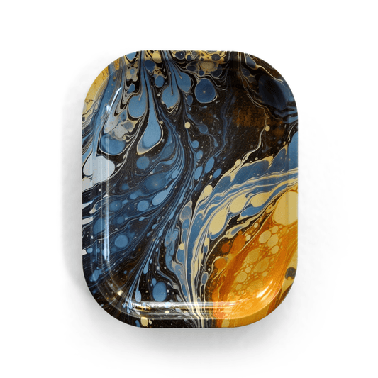 Small Metal Vintage Marbled Blue Galaxy Decorative Tray - MST GoodsCurious Prints