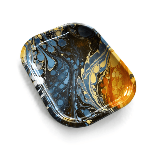 Small Metal Vintage Marbled Blue Galaxy Decorative Tray - MST GoodsCurious Prints