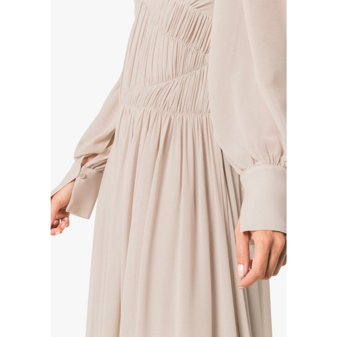 Couture Stella McCartney Carleigh Silk Georgette Maxi Dress Taupe 40 $2600