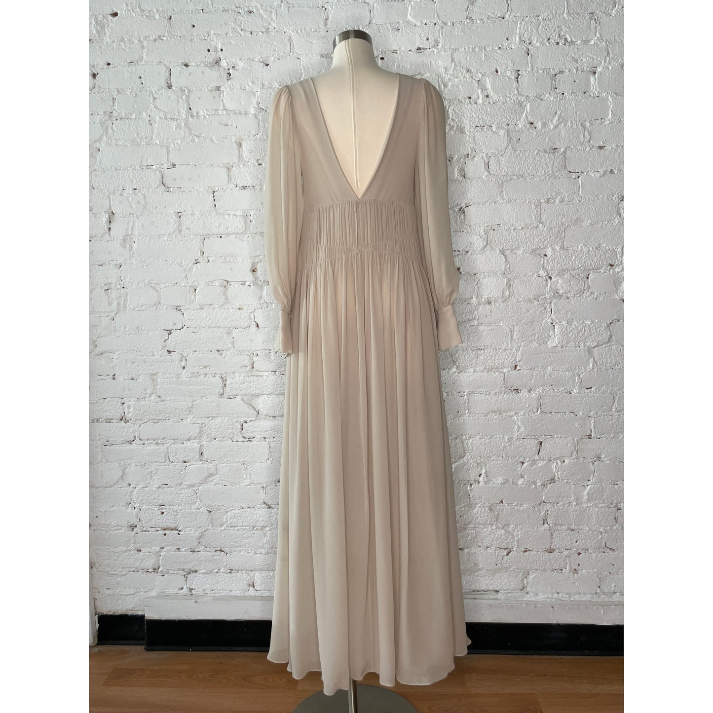 Couture Stella McCartney Carleigh Silk Georgette Maxi Dress Taupe 40 $2600