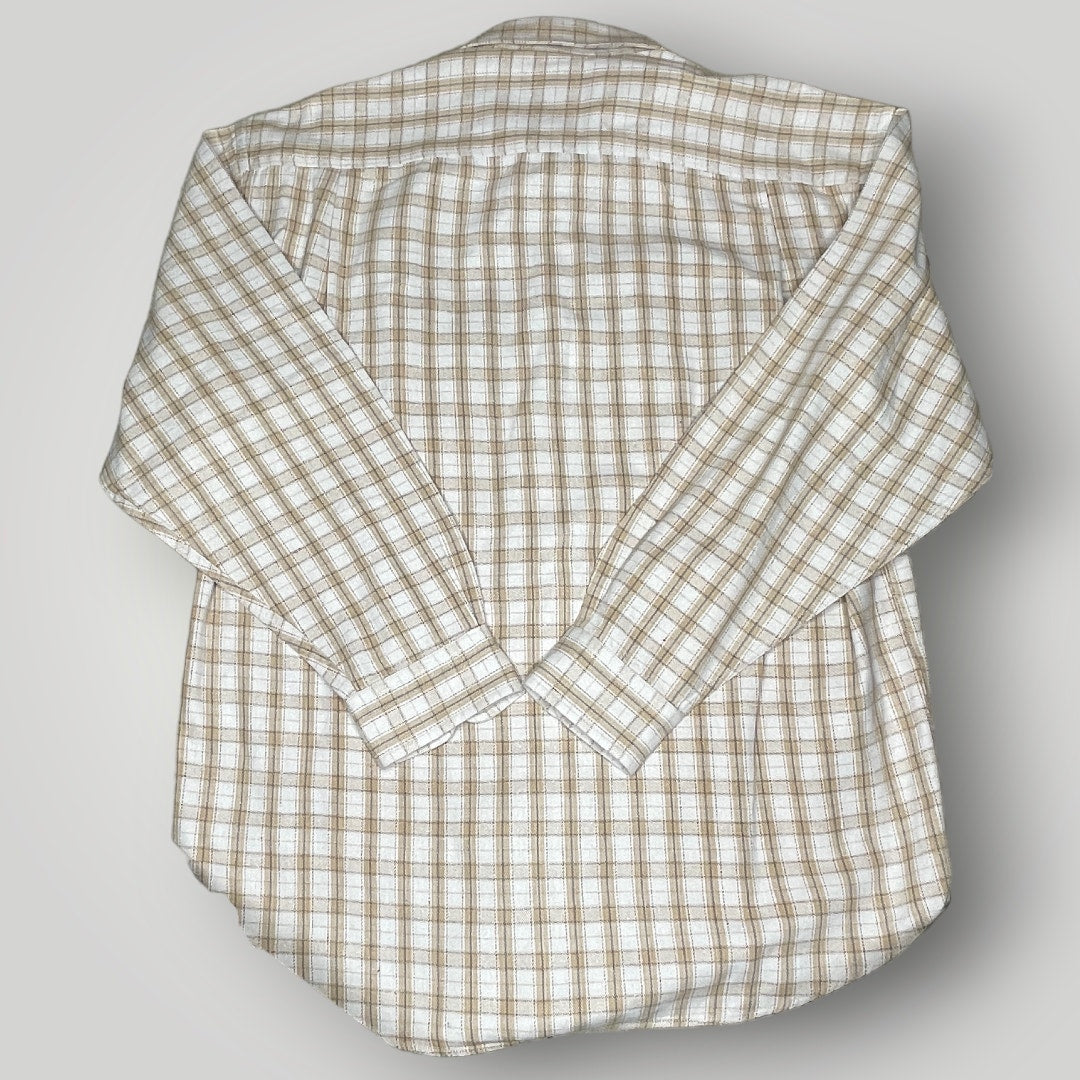 Vintage Top High Sierra H Plaid Heavy 100% Cotton Twill Button Front Neutrals L