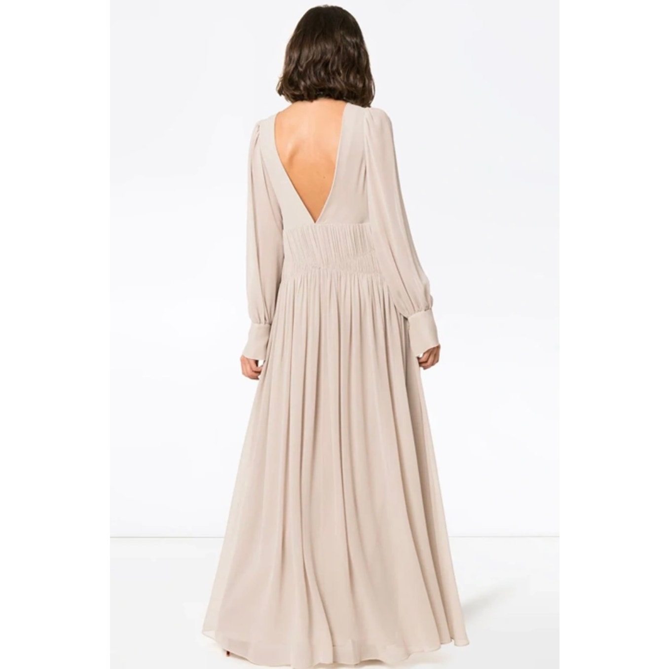 Couture Stella McCartney Carleigh Silk Georgette Maxi Dress Taupe 40 $2600