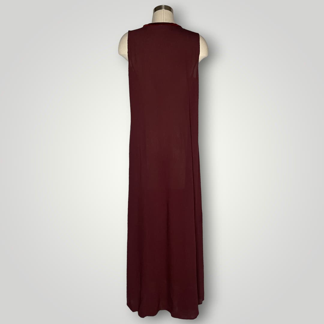 Spencer Alexis Vtg Y2k Dress Red Burgundy 2 Pc Dress With Open Cardigan Velvet
