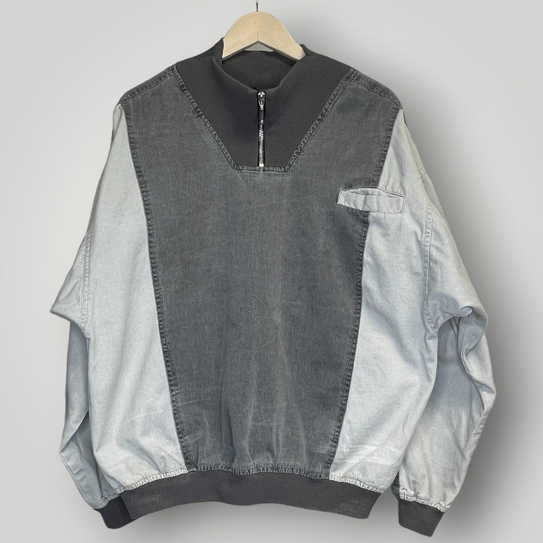 Vintage 1990s Pullover Long Sleeved Gray Quarter Zip Top K Gotcha