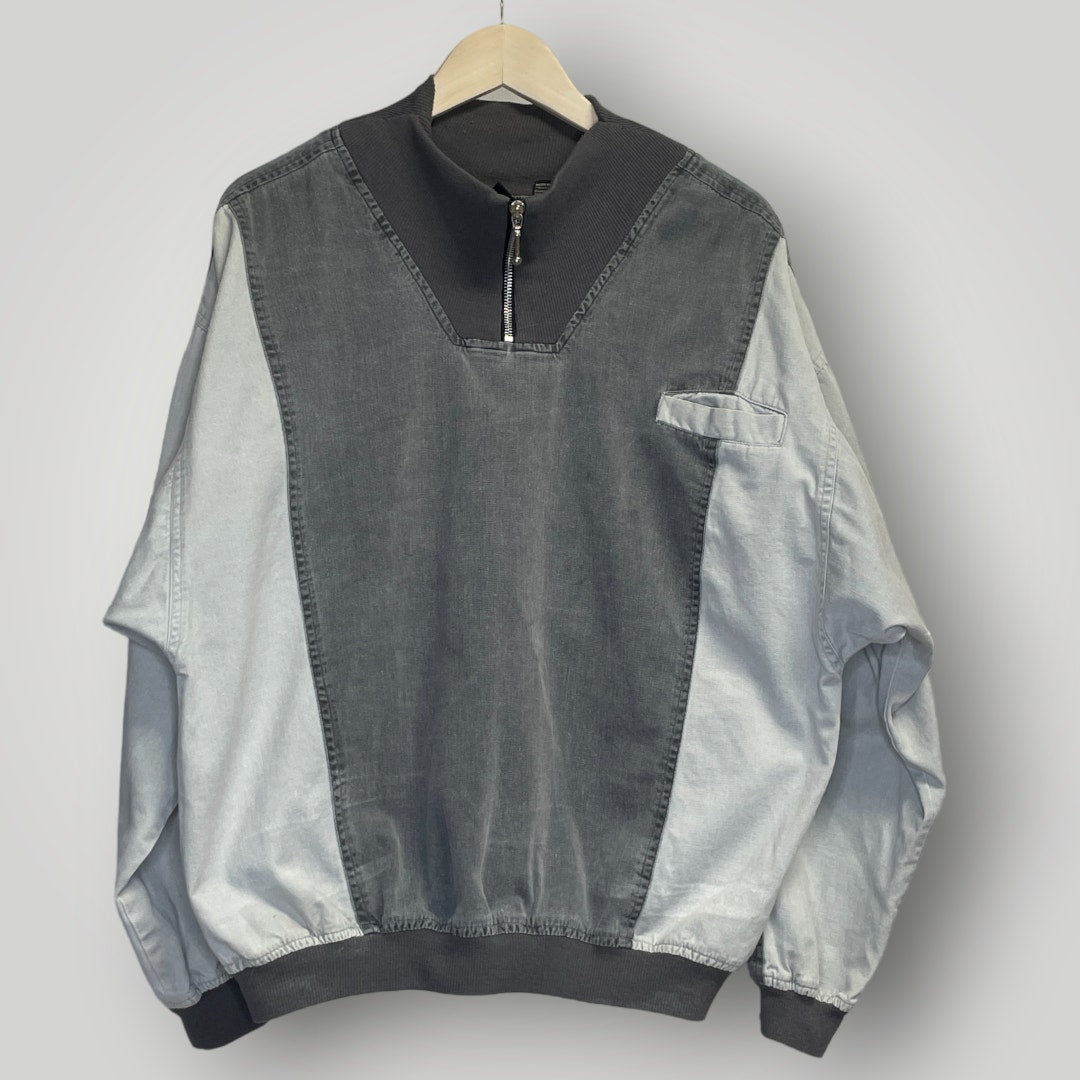 Vintage 1990s Pullover Long Sleeved Gray Quarter Zip Top K Gotcha