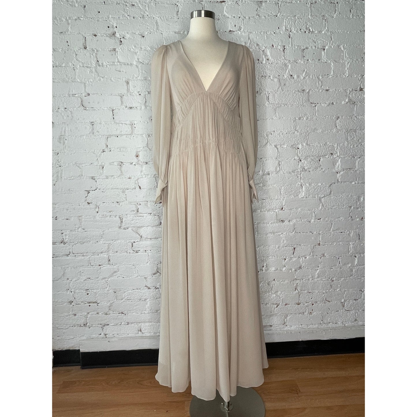 Couture Stella McCartney Carleigh Silk Georgette Maxi Dress Taupe 40 $2600