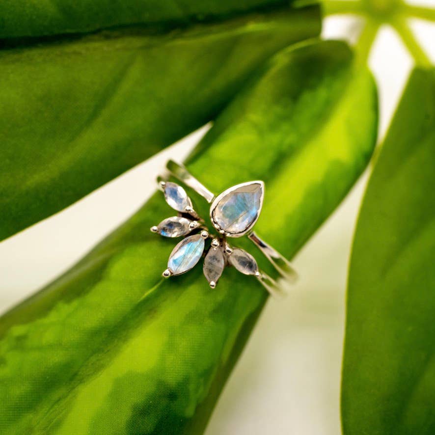Sterling Silver Nesting Moonstone Ring Set - SR131 - MST GoodsBaizaar