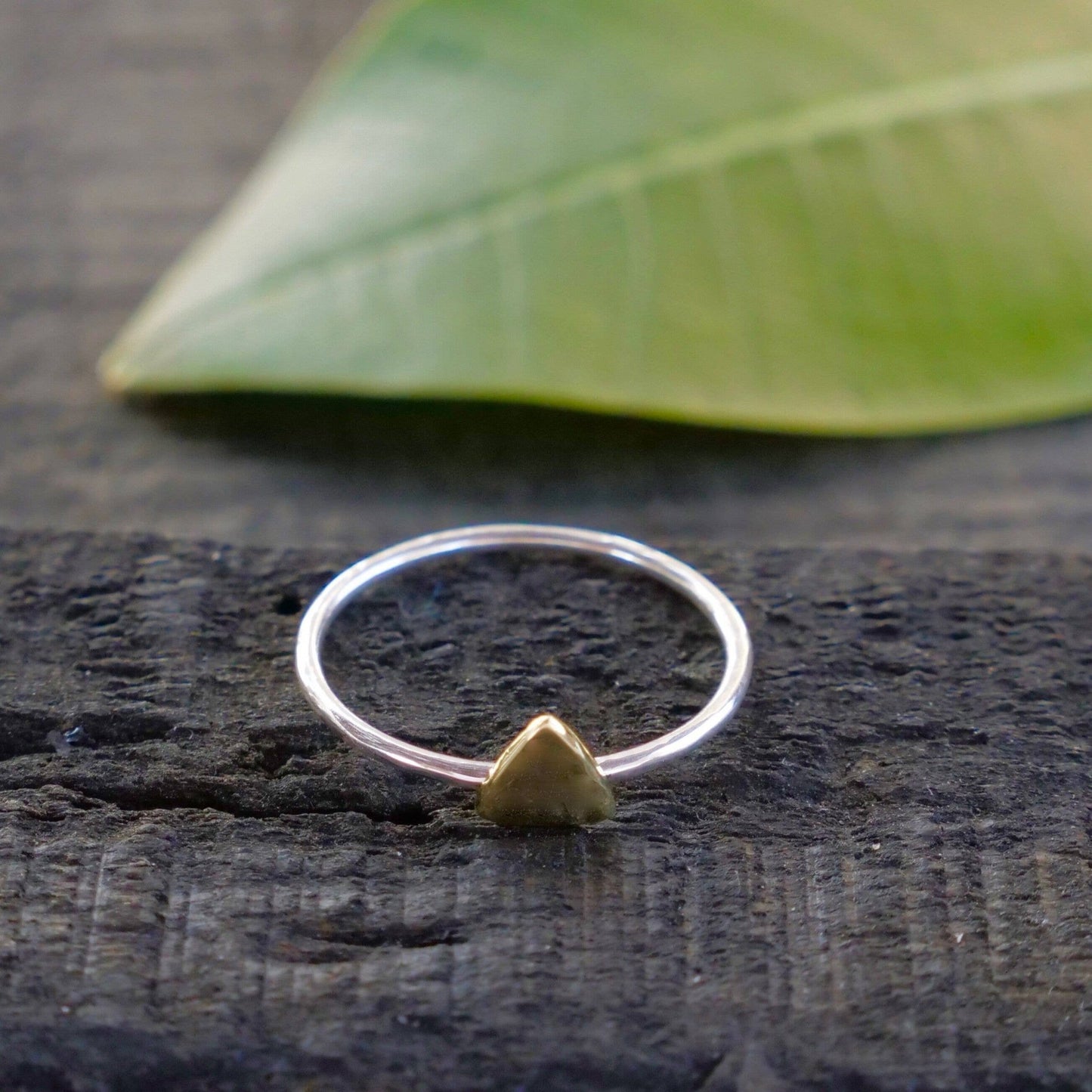 Sterling Silver Ring with Brass Triangle - MST GoodsBaizaar