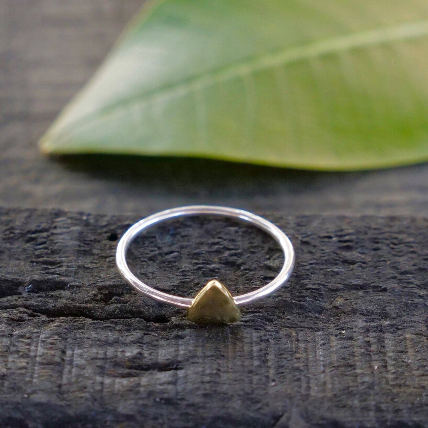 Sterling Silver Ring with Brass Triangle - MST GoodsBaizaar