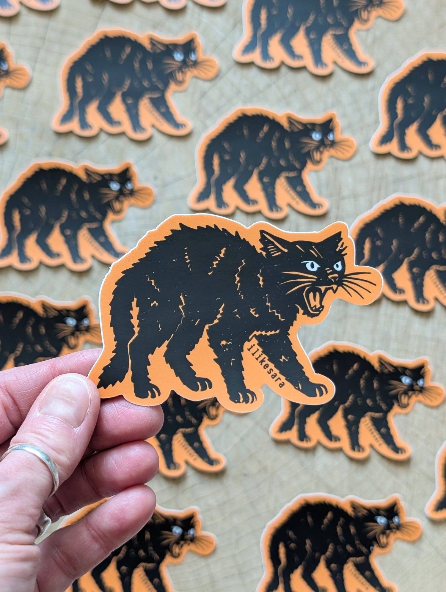 Sticker | hissing black cat - MST Goodsilikesara | art + goods