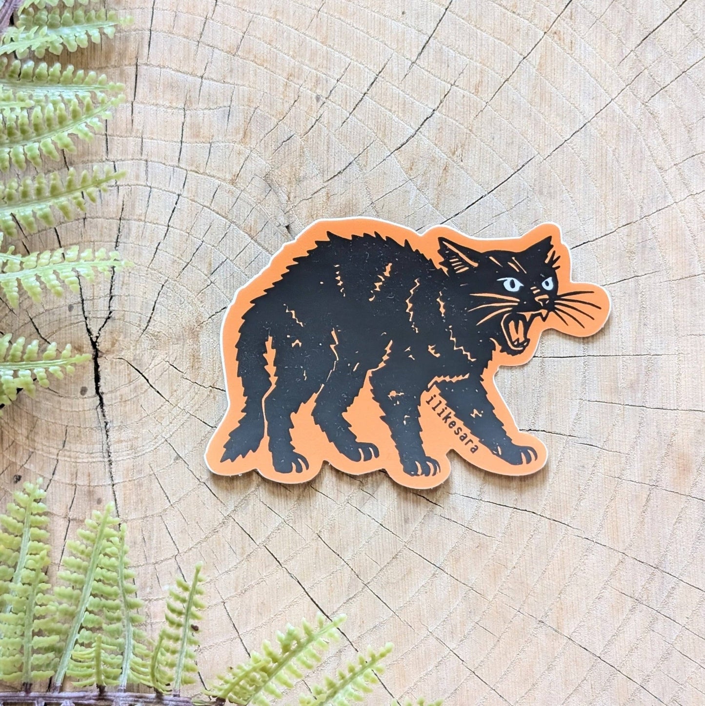 Sticker | hissing black cat - MST Goodsilikesara | art + goods