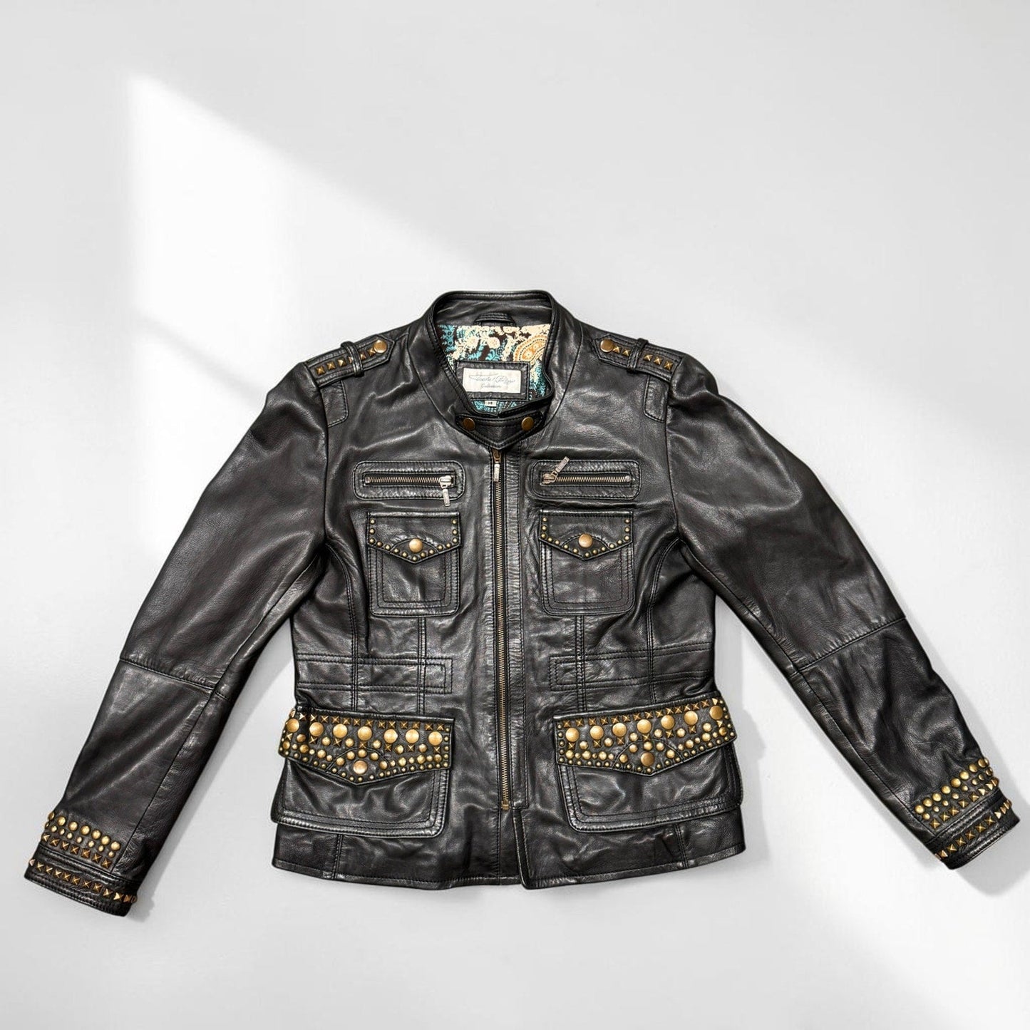 Tasha Polizzi Collection Leather Jacket Studded Black Women's M Western - MST GoodsVintage