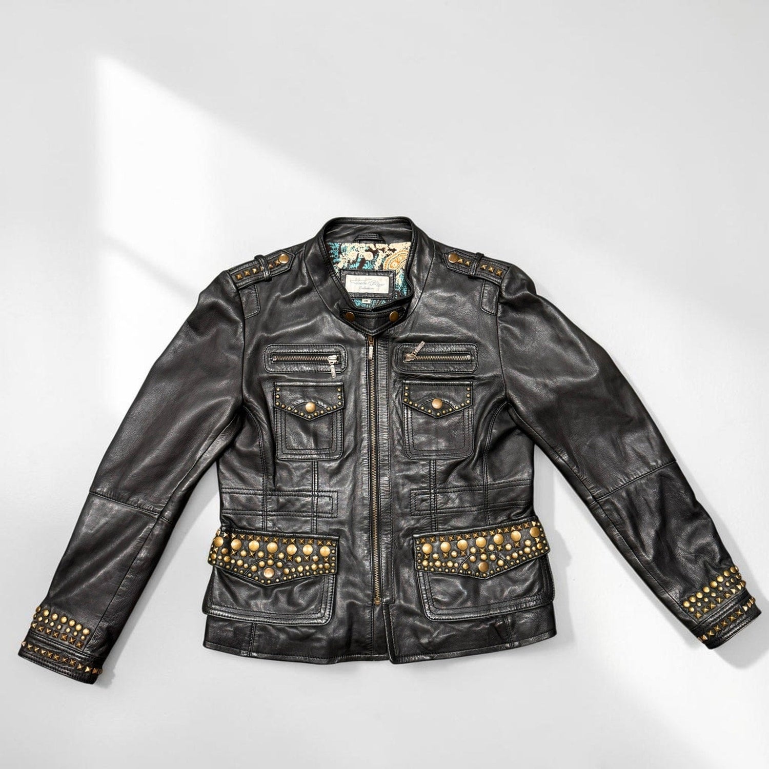 Tasha Polizzi Collection Leather Jacket Studded Black Women's M Western - MST GoodsVintage