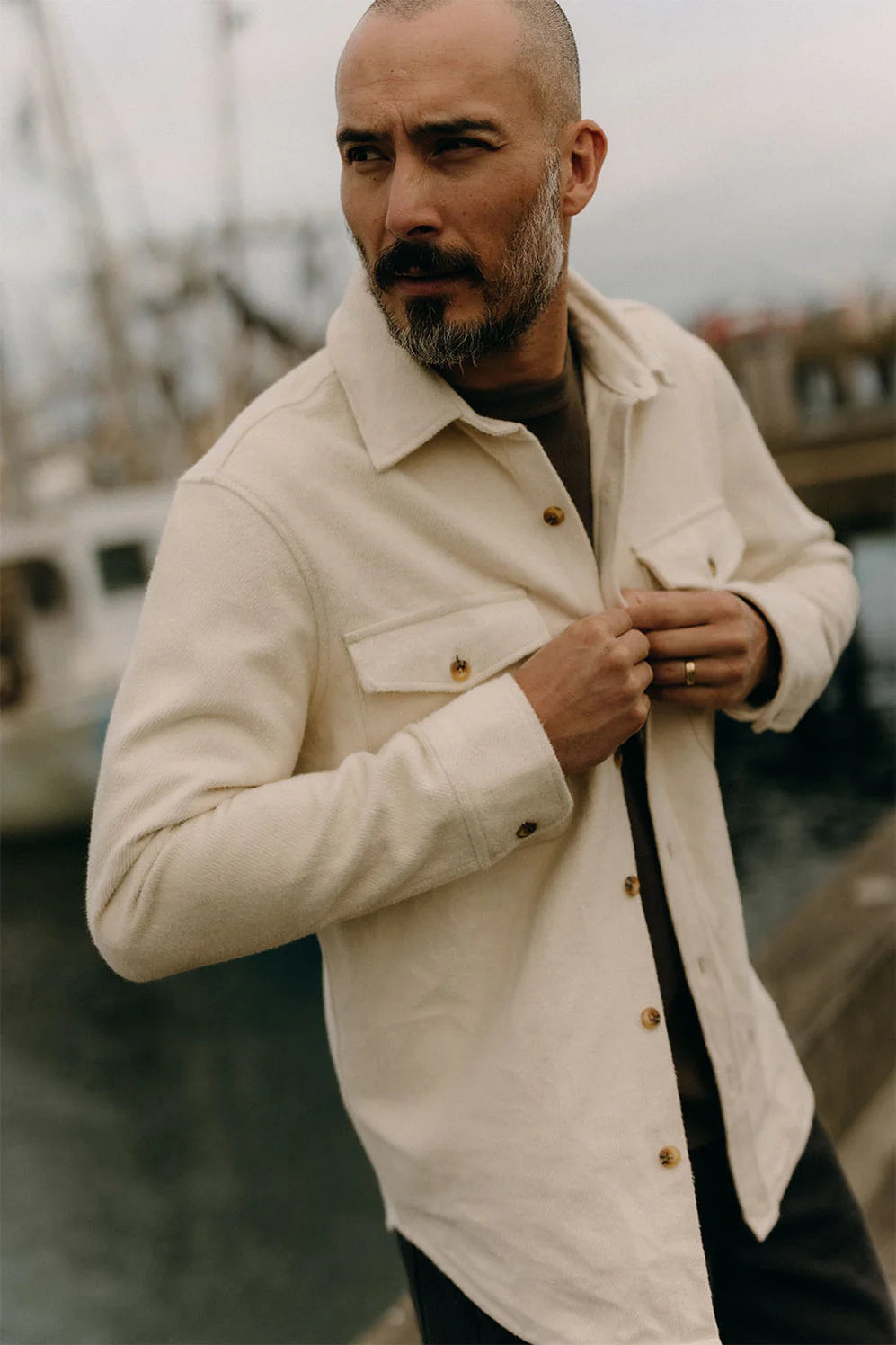 MARITIME SHIRT JACKET Vintage White Moleskin