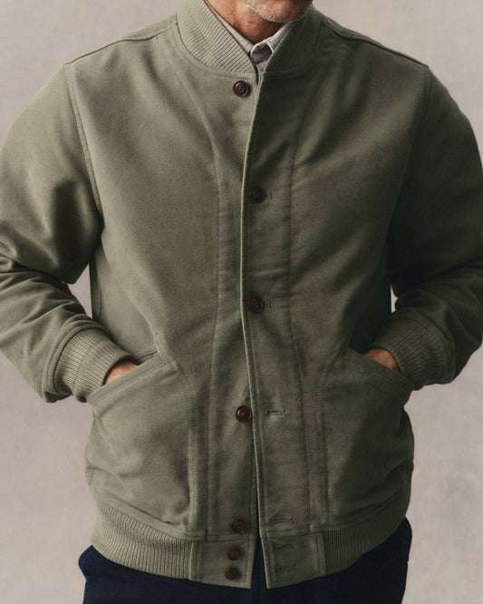 The Clark Bomber in Smoked Olive Moleskin - MST GoodsTaylor Stitch