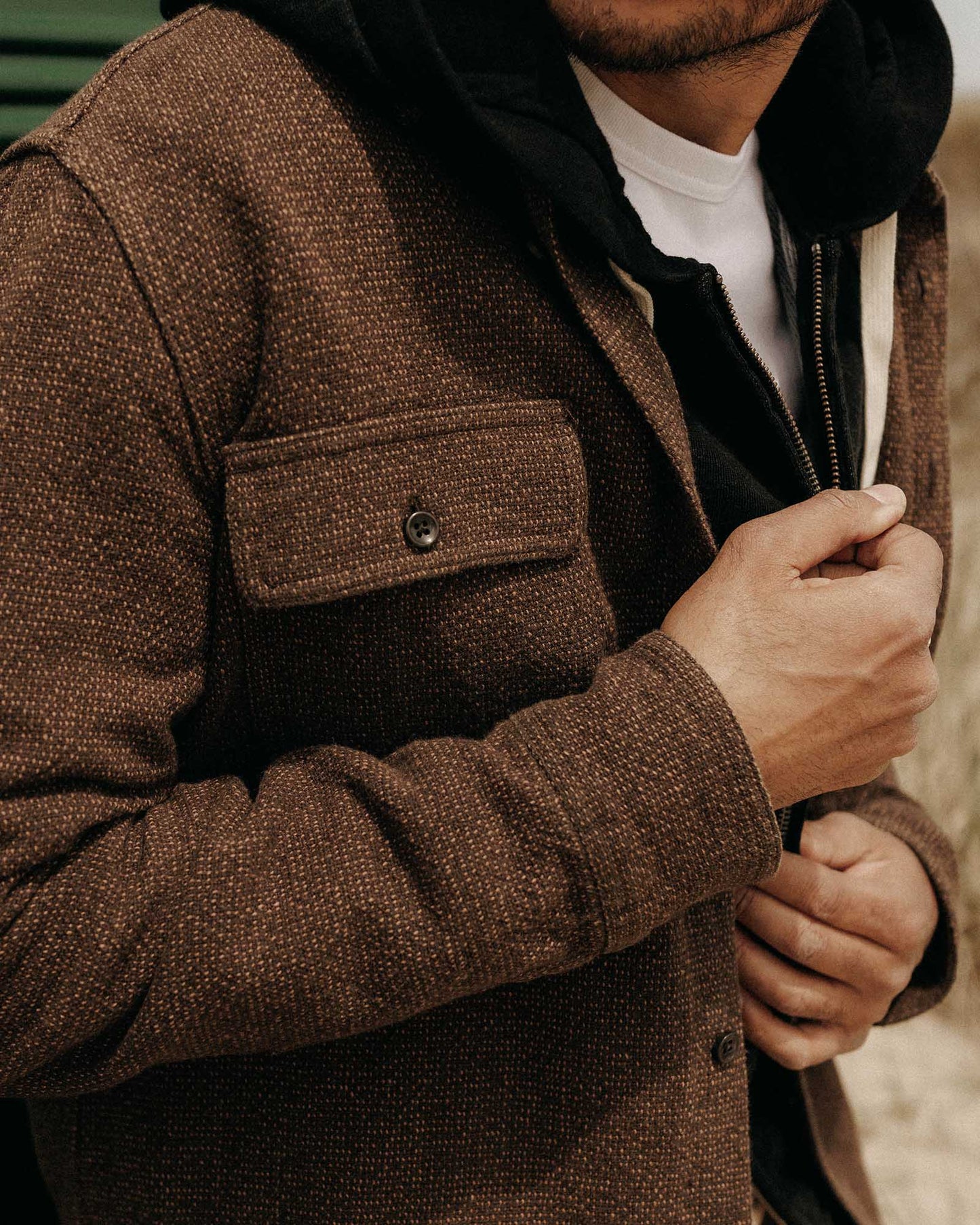 The Ledge Shirt in Black Coffee Linen Tweed - MST GoodsTaylor Stitch