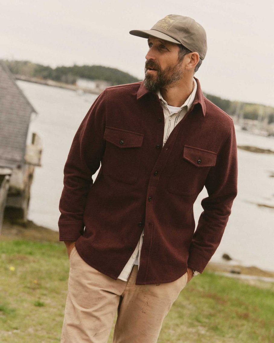 The Maritime Shirt Jacket in Burgundy Moleskin Twill - MST GoodsCoats & JacketsTaylor Stitch