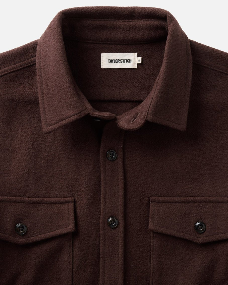 The Maritime Shirt Jacket in Burgundy Moleskin Twill - MST GoodsCoats & JacketsTaylor Stitch