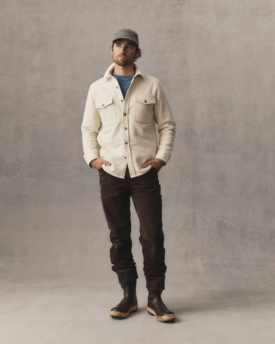 The Maritime Shirt Jacket in Vintage White Moleskin Twill - MST GoodsJacketTaylor Stitch