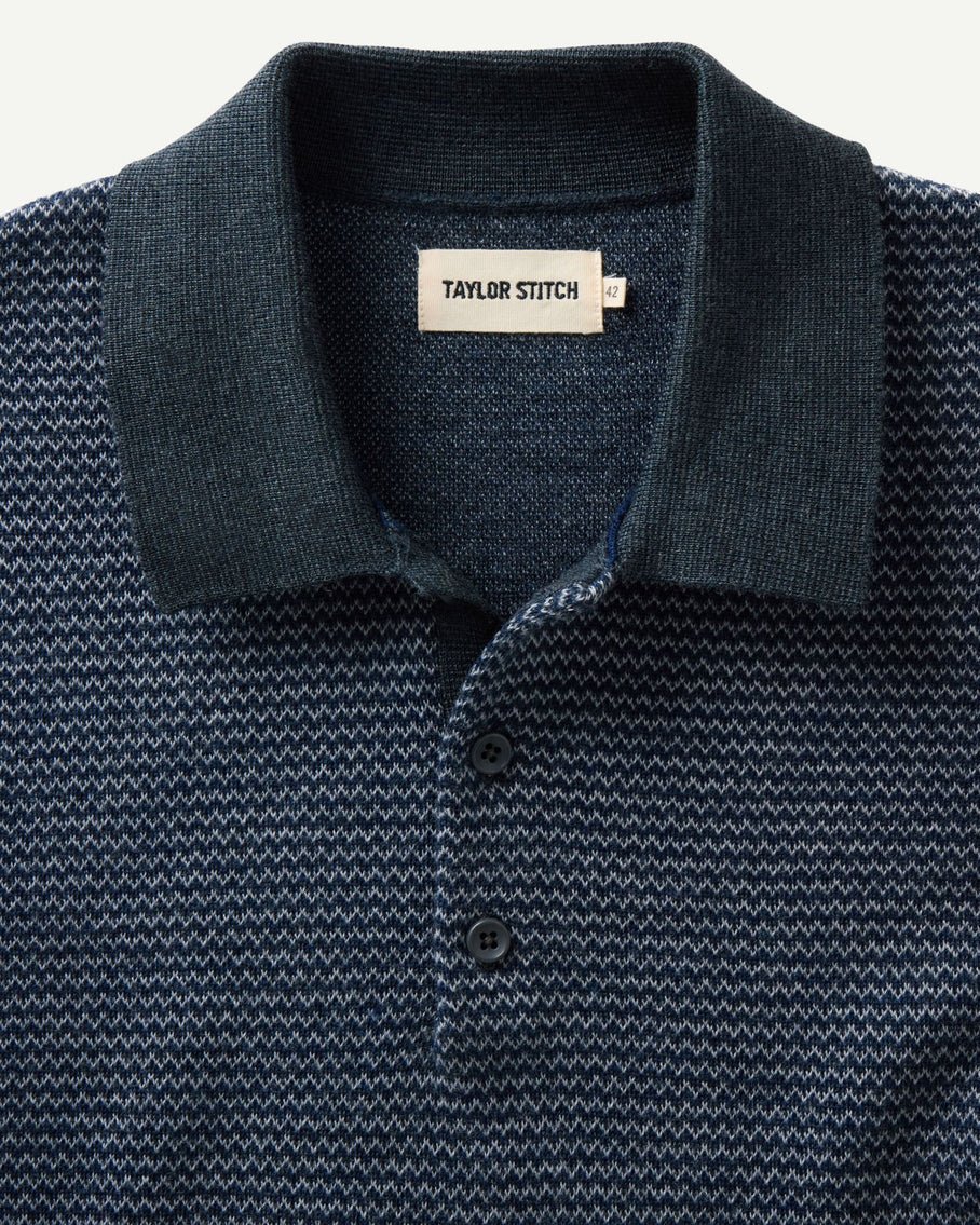 The Newton Sweater Polo in Navy Birdseye Merino - MST GoodsSweaterTaylor Stitch