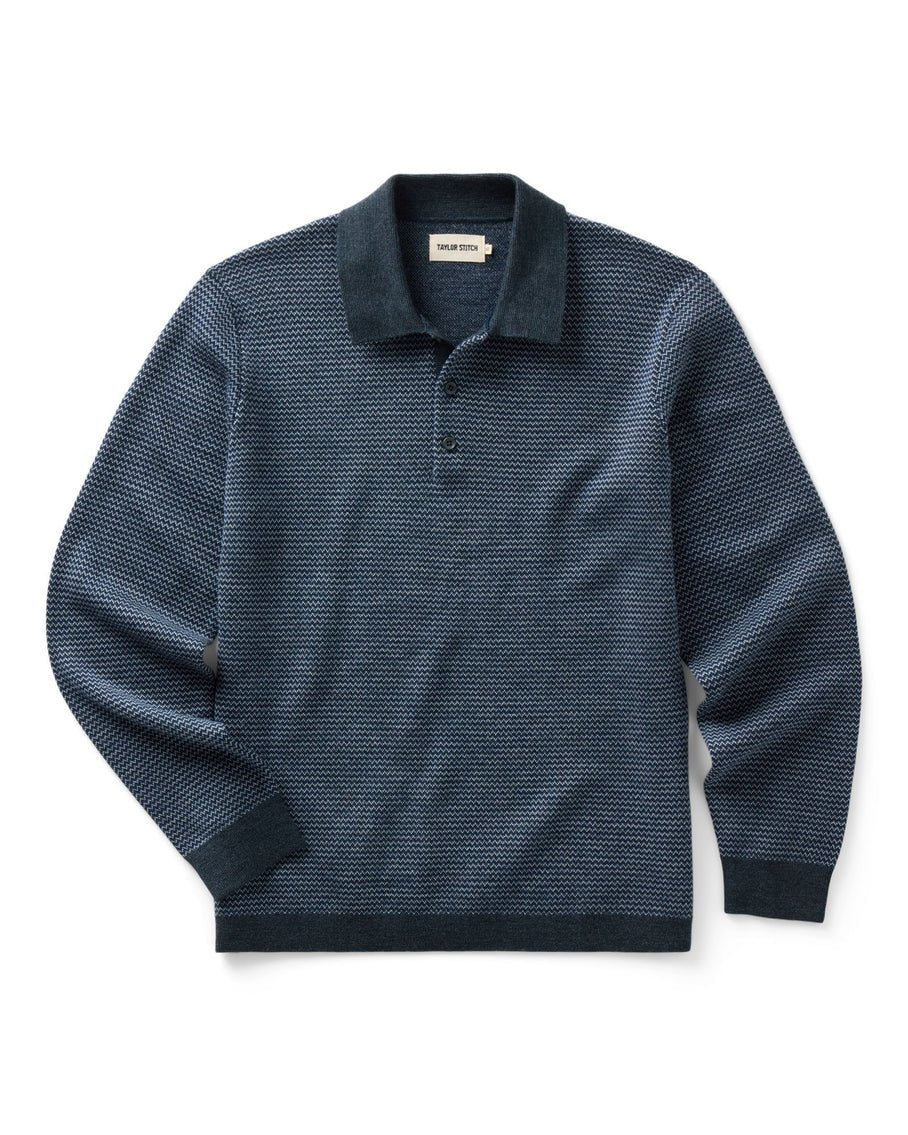 The Newton Sweater Polo in Navy Birdseye Merino - MST GoodsSweaterTaylor Stitch