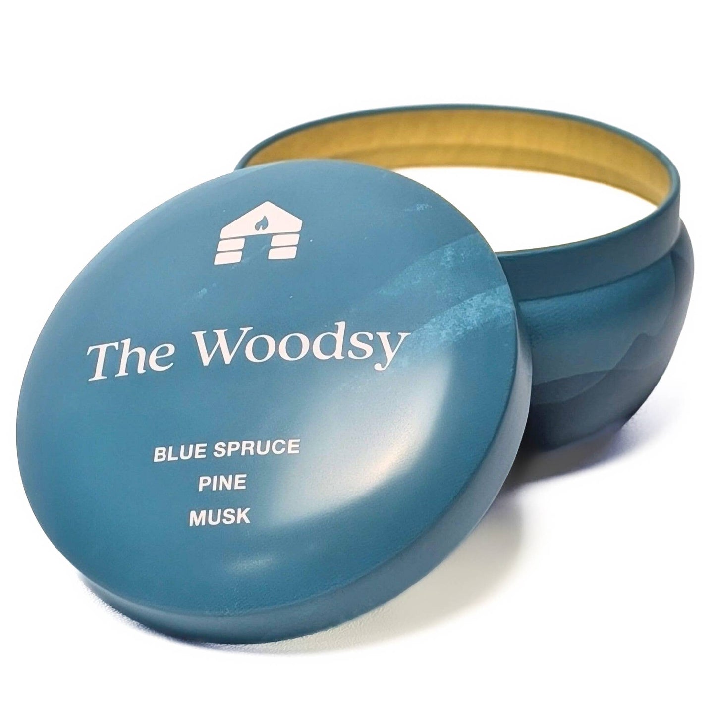 Blue container with 'The Woodsy' branding on a white background