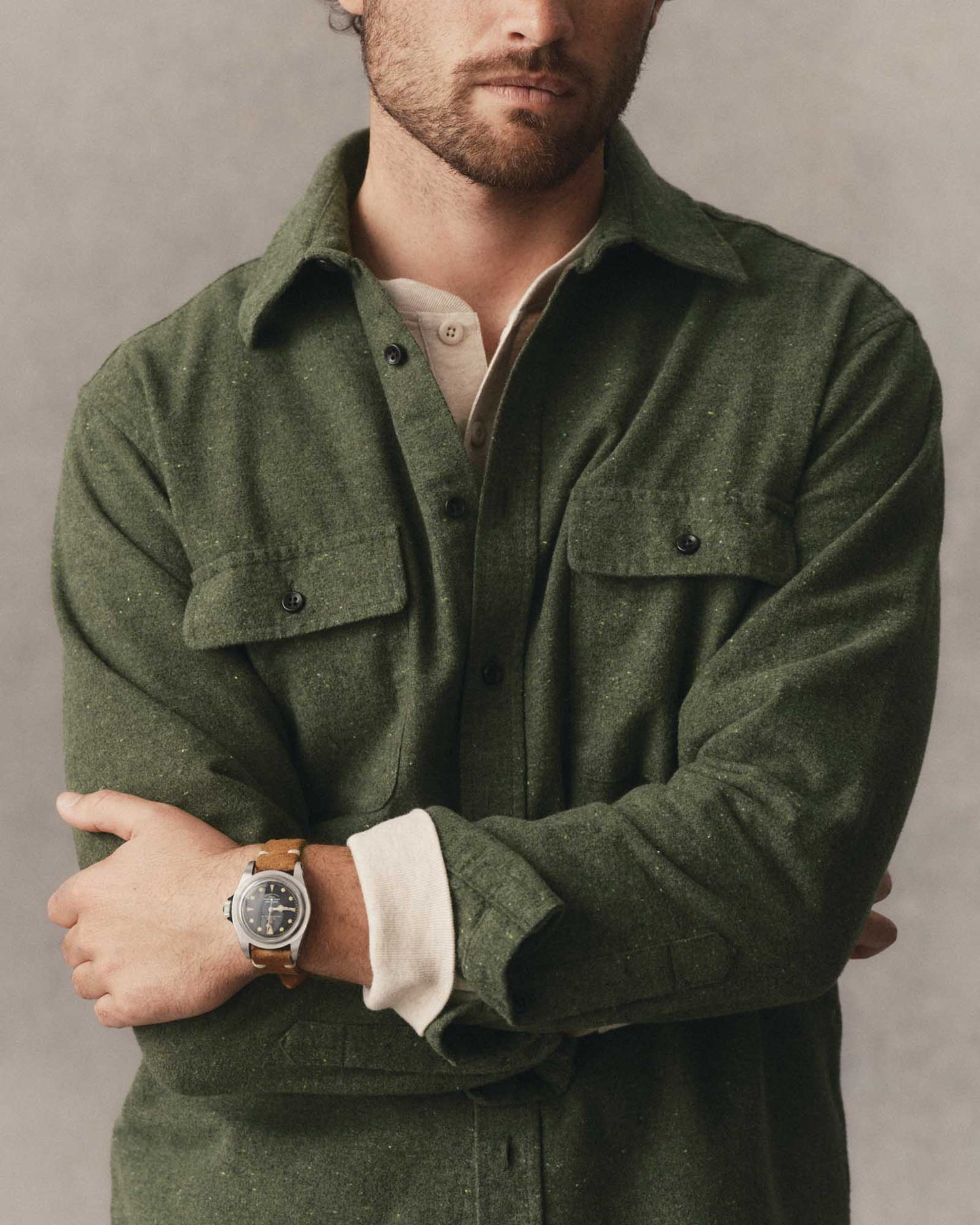 The Yosemite Shirt in Lichen Donegal - MST GoodsTaylor Stitch