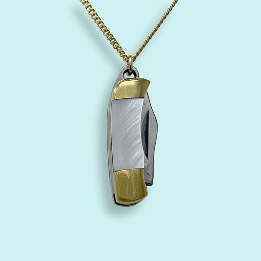 Tiny Pearl Handle Knife on Gold Chain Necklace - MST GoodsOrnamental Things