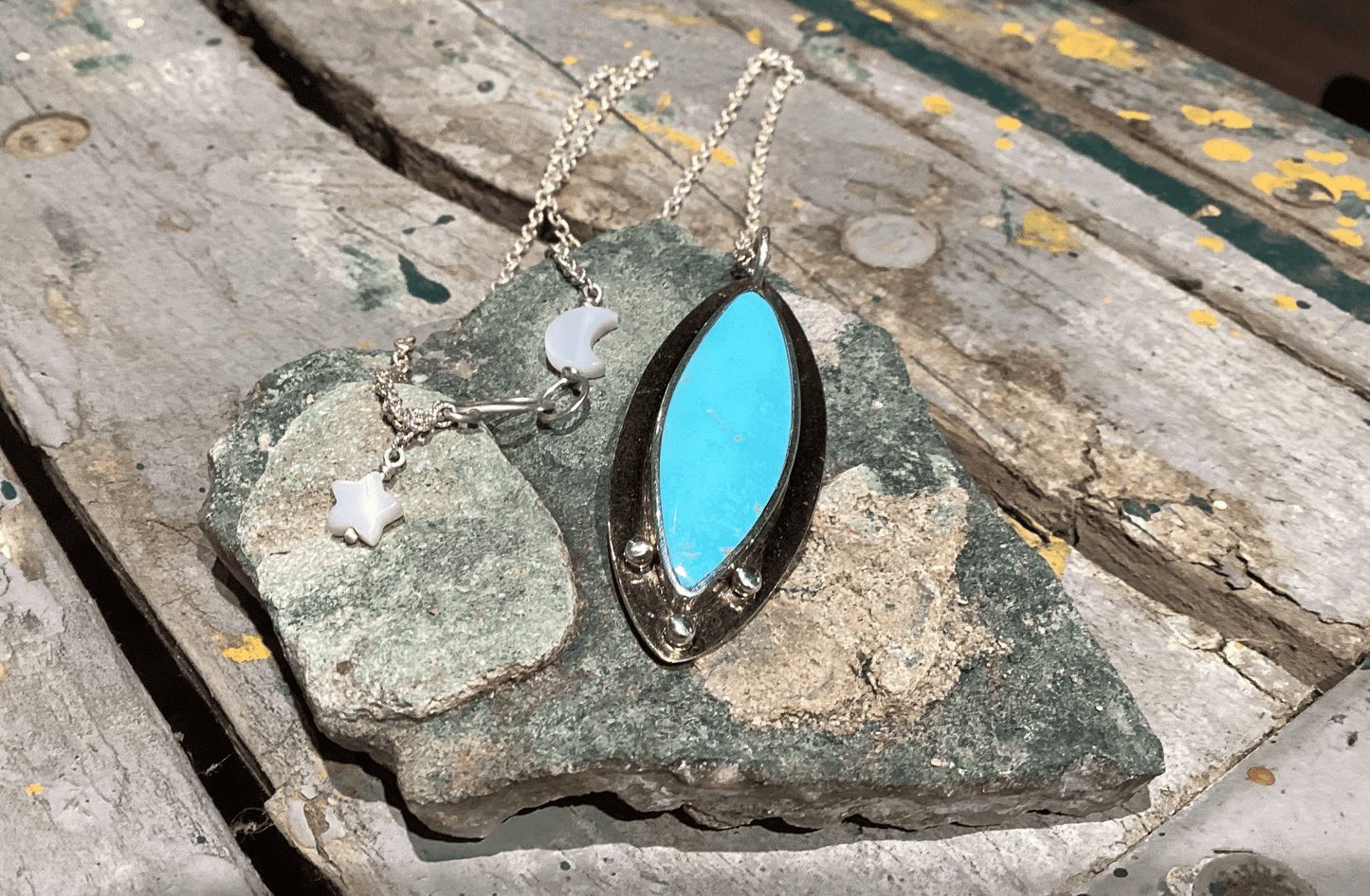 Turquoise Marquis Necklace - Kingman Turquoise - MST GoodsRed Bench Jewelry