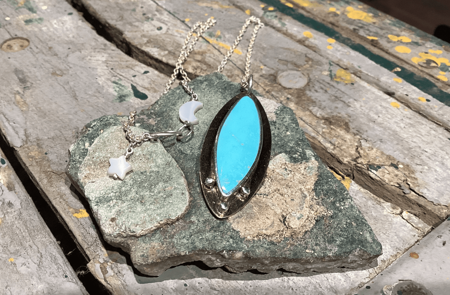 Turquoise Marquis Necklace - Kingman Turquoise - MST GoodsRed Bench Jewelry