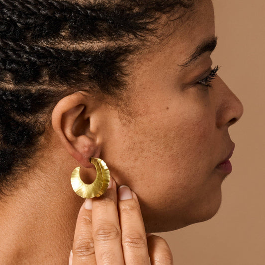 Usha Brass Ruffle Post Earrings - MST GoodsTen Thousand Villages