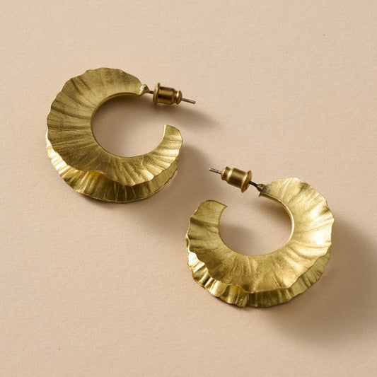 Usha Brass Ruffle Post Earrings - MST GoodsTen Thousand Villages