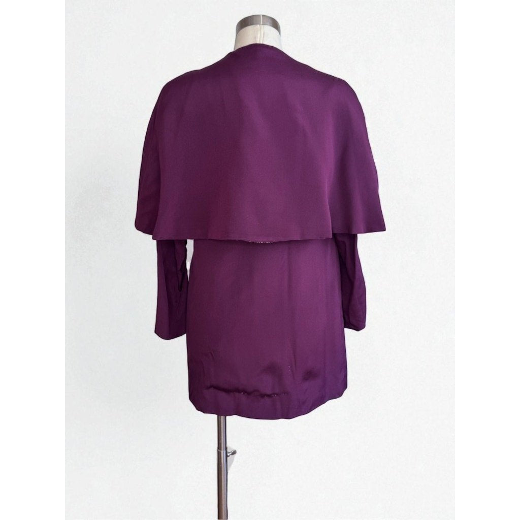 Vintage 1920s Top Cape Jacket Open Front Plum Eggplant Lined Repaired Medium - MST GoodsHandmade
