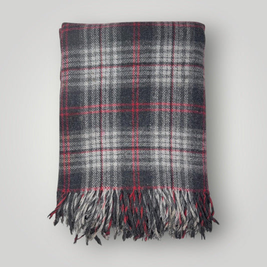 Vintage 1930s Pendleton Wool Blanket Fringe Gray Red 78”x56” Fringed - MST GoodsPendleton