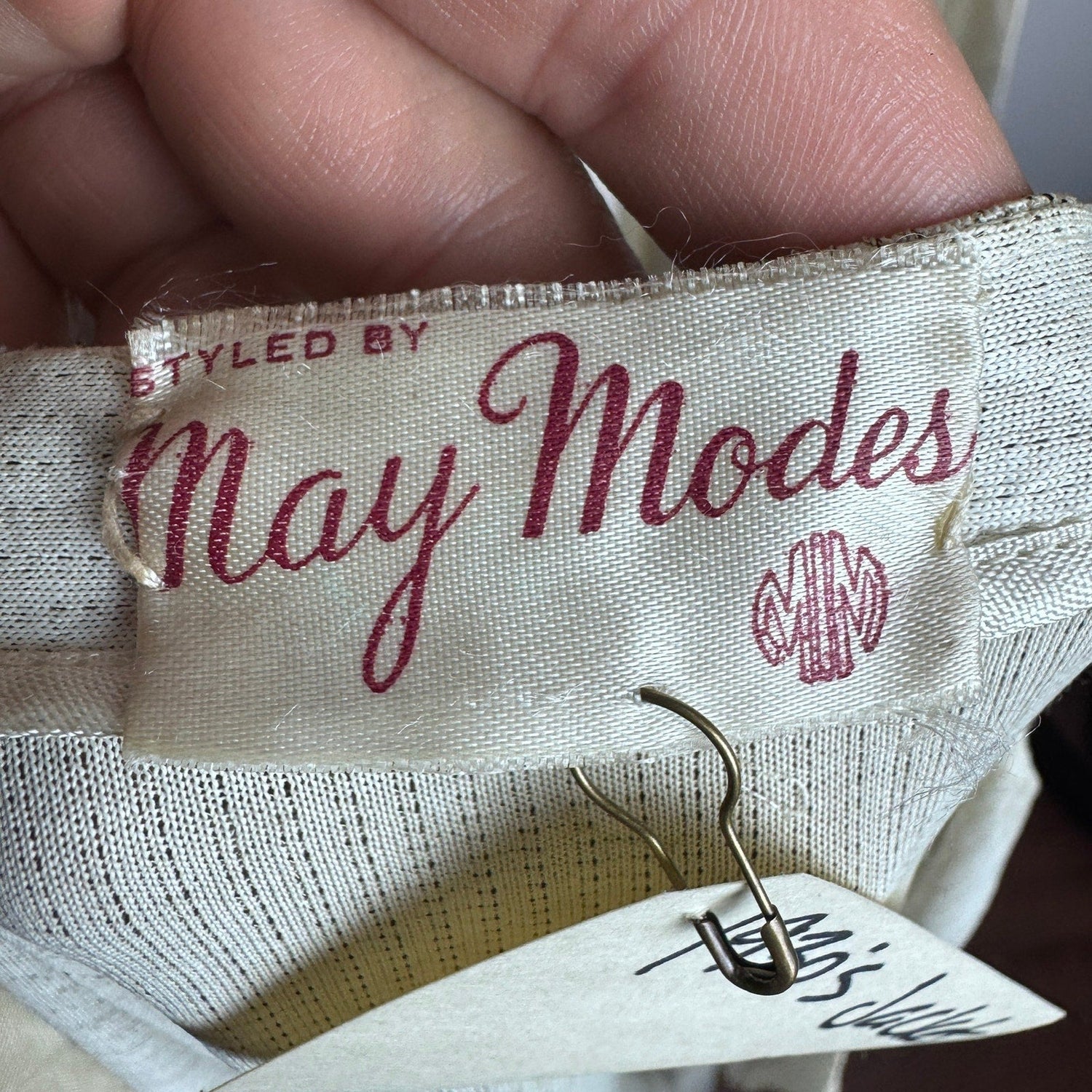 Vintage 1940s Lurex Metallic Button Top Blouse Peplum Hem White Gold Threads - MST GoodsMay Modes