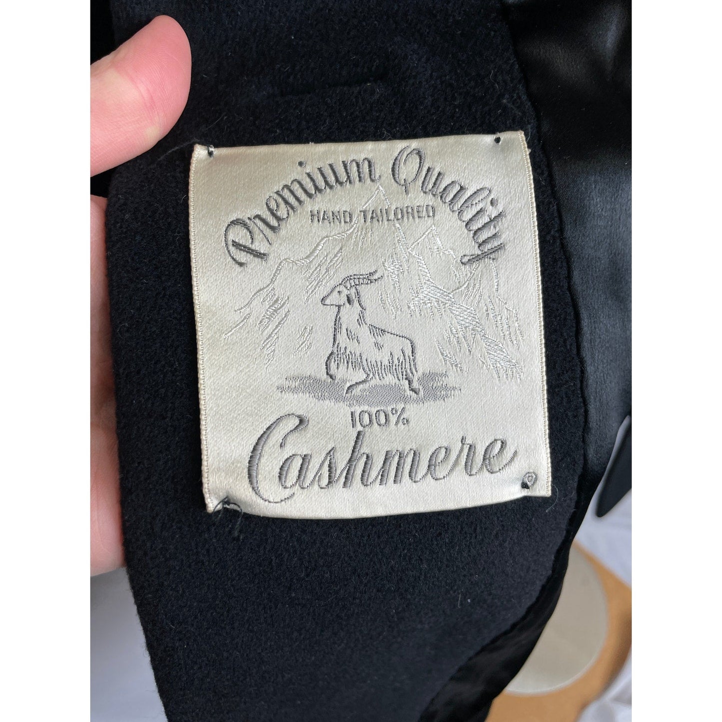 Vintage 1950s Black Cashmere Wool Coat Silver Gray Mink Fur Collar Rare Small/Med H - MST GoodsVintage
