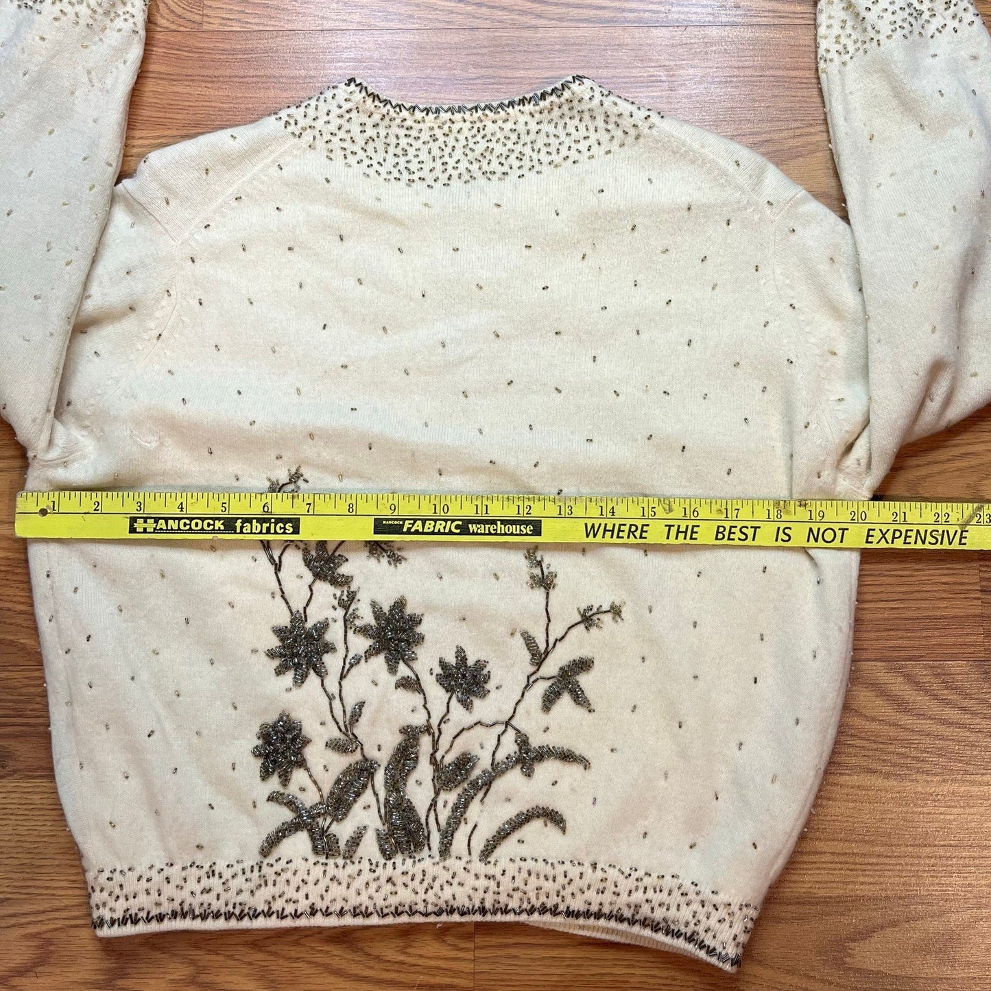 Vintage 1950s LeRoy Knitwear Beaded Floral Wool Cardigan Sweater Women’s M - MST GoodsLeRoy