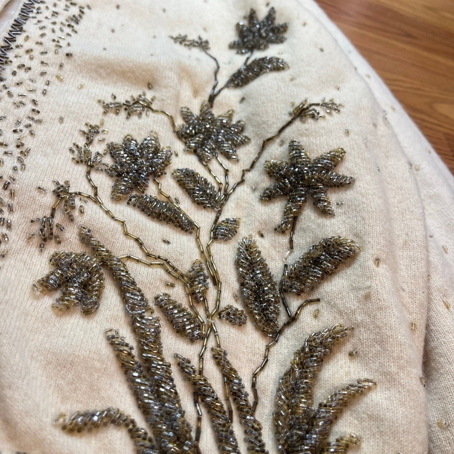 Vintage 1950s LeRoy Knitwear Beaded Floral Wool Cardigan Sweater Women’s M - MST GoodsLeRoy