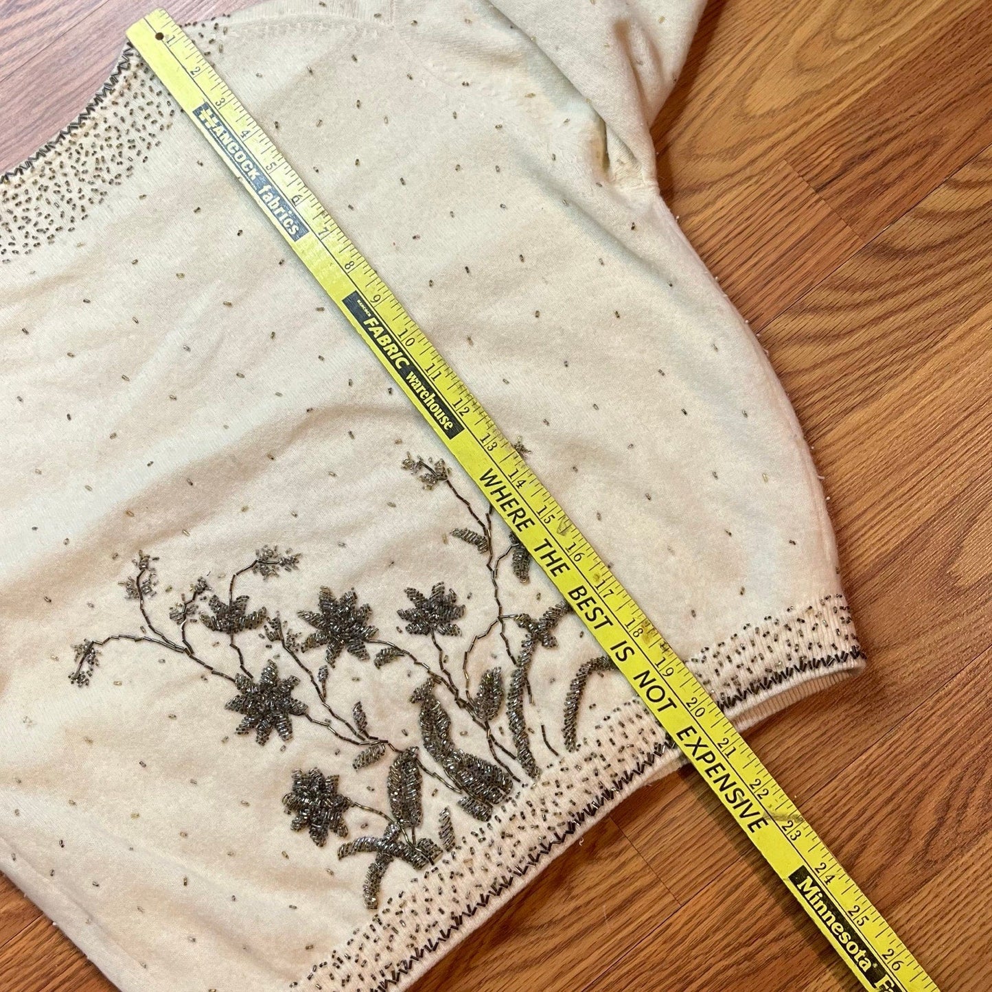 Vintage 1950s LeRoy Knitwear Beaded Floral Wool Cardigan Sweater Women’s M - MST GoodsLeRoy