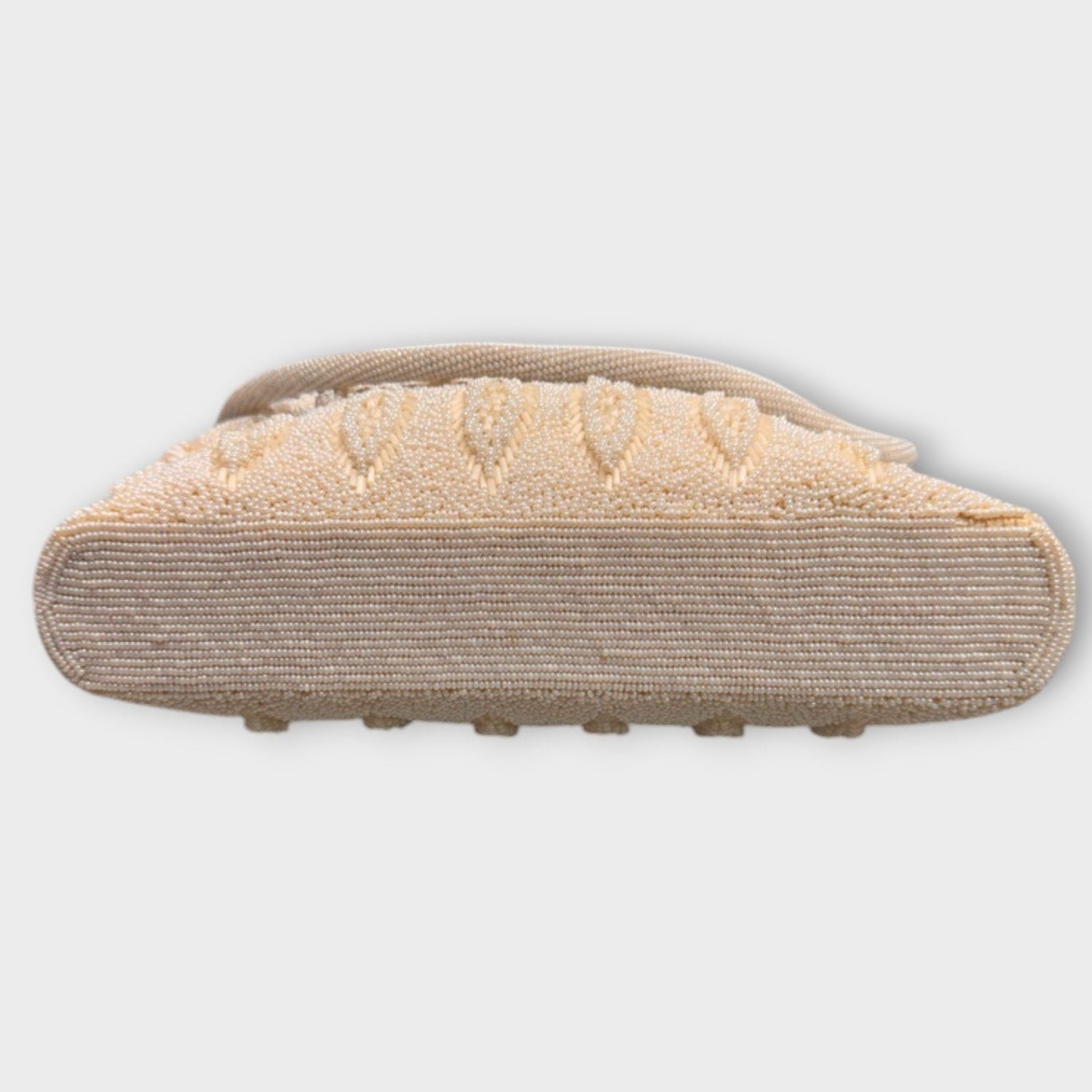 Vintage 1950s Rocaille White Ivory Seed Bead Leaf Design Evening Wedding Purse - MST GoodsVintage