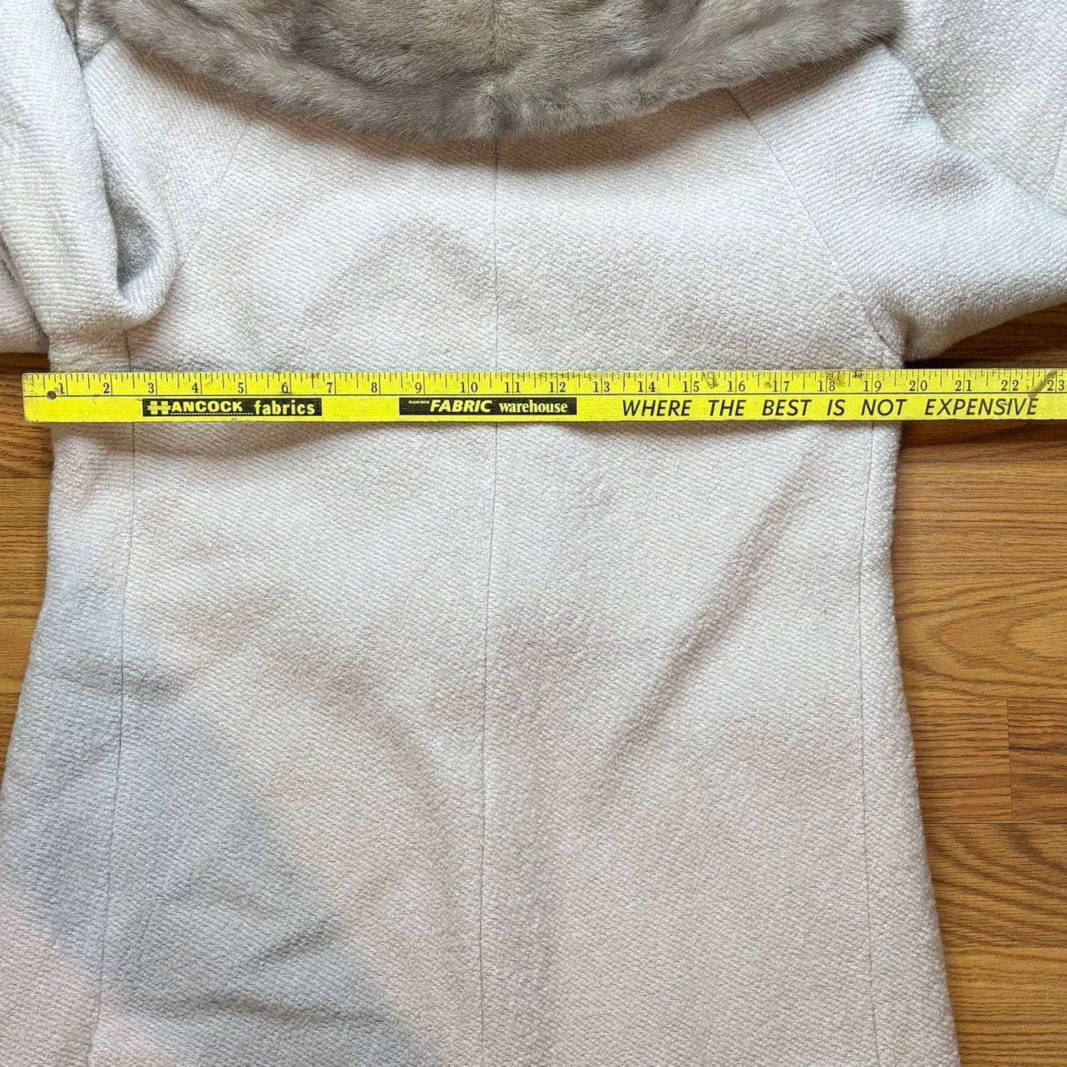 Vintage 1960s Carol Brent Wool Coat Womens Medium Ivory Fur Mink Collar Long - MST GoodsCarol Brent