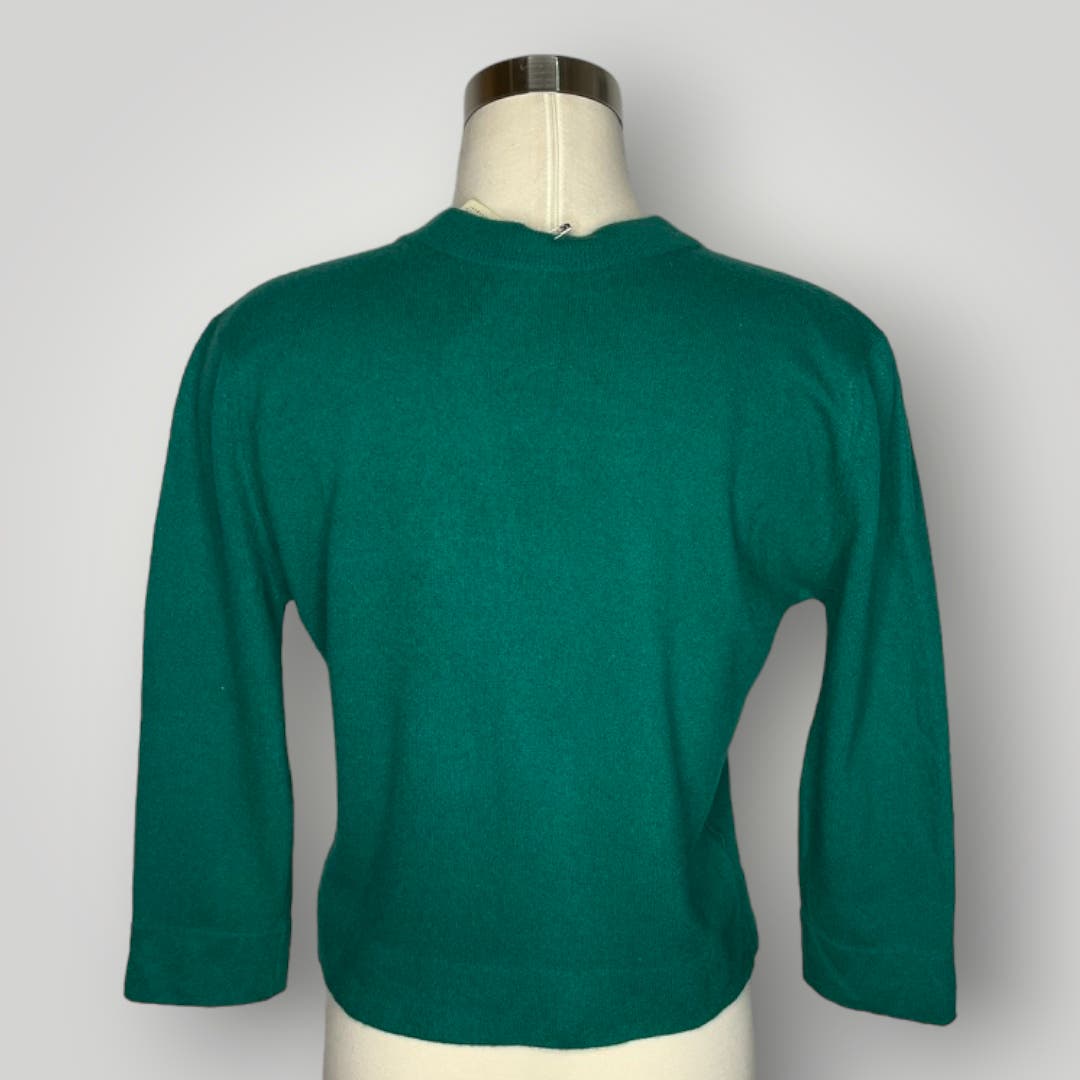 Vintage 1960s Dalton Joseph Magnin 100% Virgin Cashmere Green Sweater Button - MST GoodsJoseph Magnin