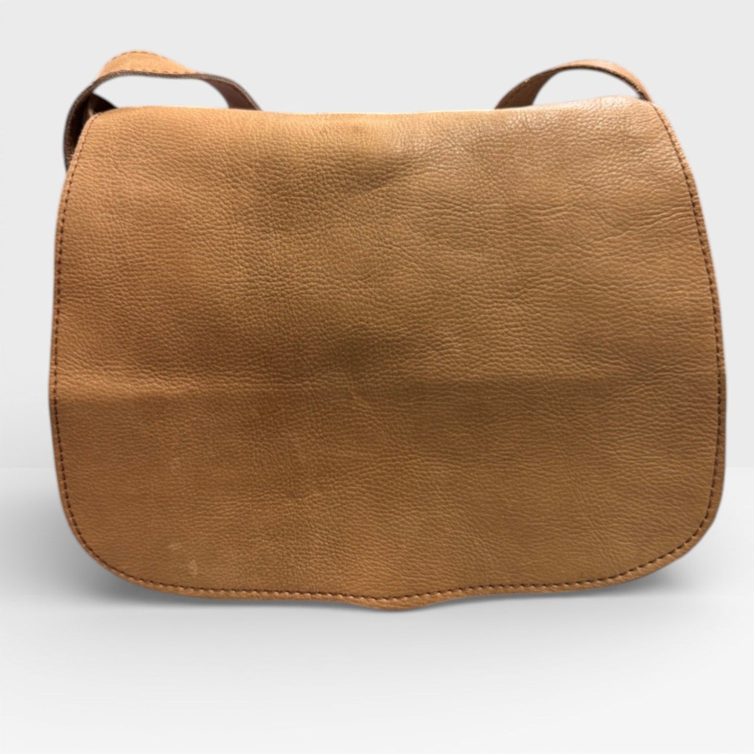 Vintage 1970s 1980s Genuine Leather Bag Purse Tan Flap Shoulder - MST GoodsVintage