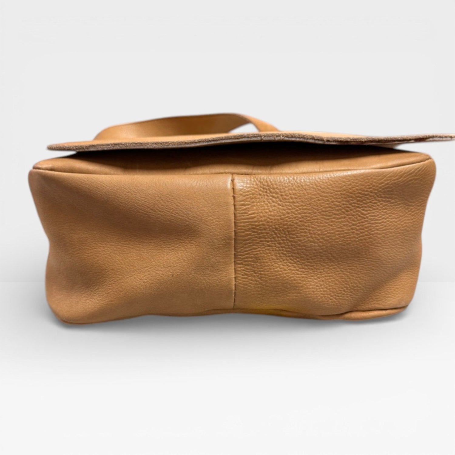 Vintage 1970s 1980s Genuine Leather Bag Purse Tan Flap Shoulder - MST GoodsVintage