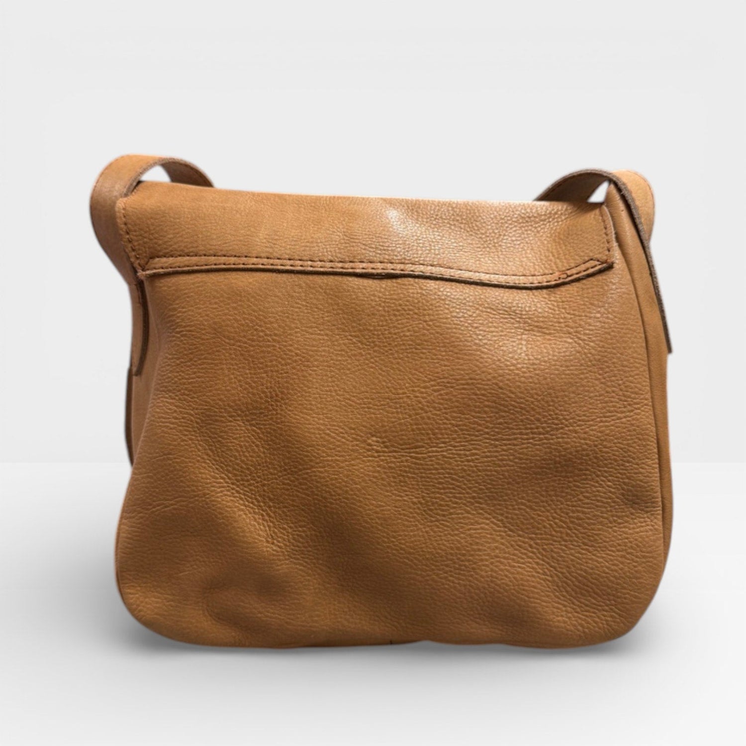 Vintage 1970s 1980s Genuine Leather Bag Purse Tan Flap Shoulder - MST GoodsVintage