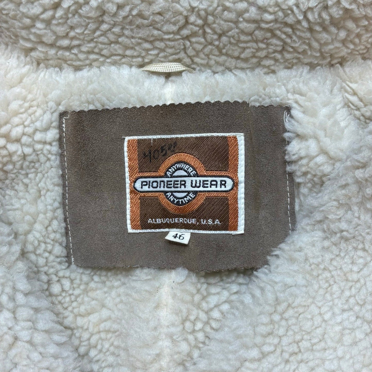 Vintage 1970s Pioneer Wear Suede Leather Sherpa Coat Mens XL Western USA - MST GoodsVintage