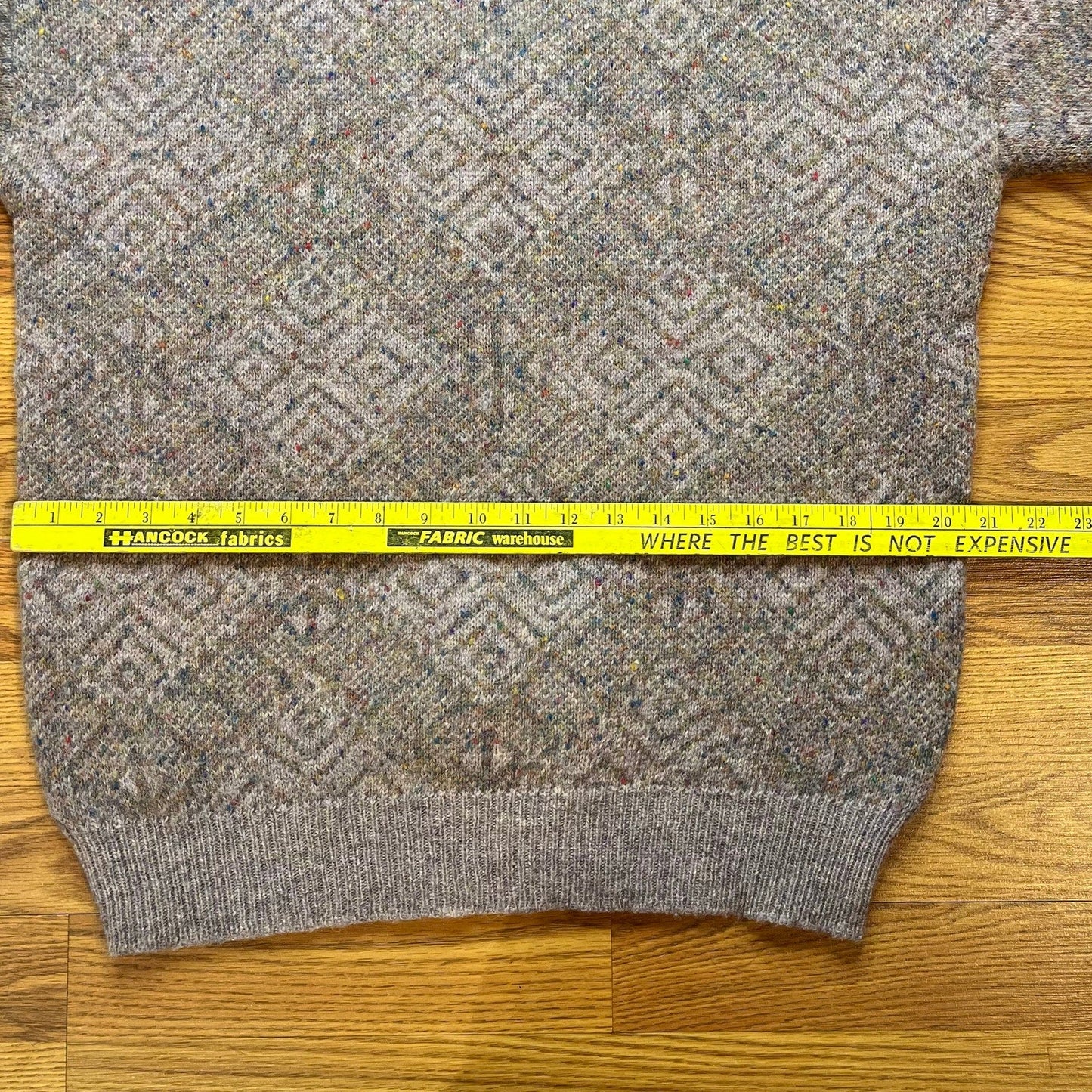 Vintage 1980s Christian Dior 100% Wool Geometric Knit V Neck Sweater Mens Large - MST GoodsChristian Dior